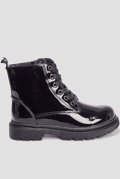 Bottines crantées zippées à paillettes noir fille
