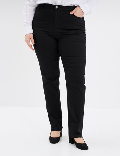 Pantalon straight taille haute Modavista noir femme grande taille