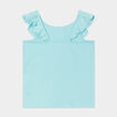 Débardeur à volants en coton bleu turquoise fille