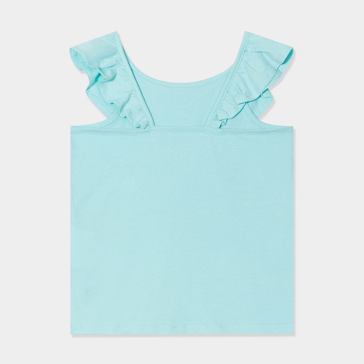 Débardeur à volants en coton bleu turquoise fille