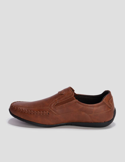 Mocassins confort &agrave; bout carr&eacute; marron homme