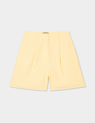 Short large avec pinces jaune clair femme