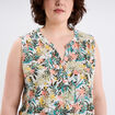 Blouse ajustée col tunisien blanc femme grande taille