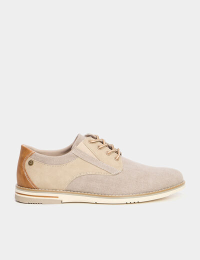 Derbies plates &agrave; lacets sable homme