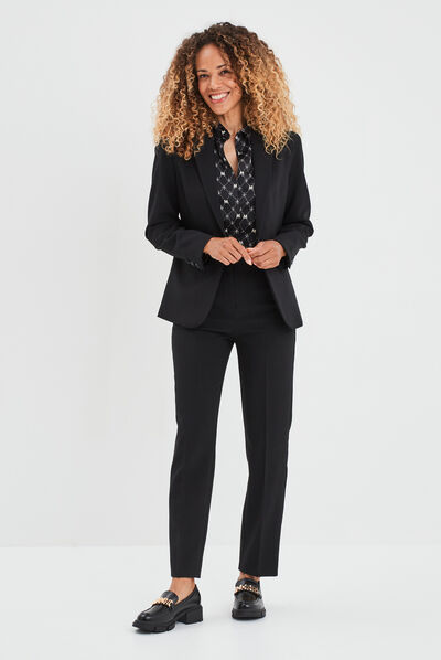 Chemise satin manches longues Mosquitos noir femme