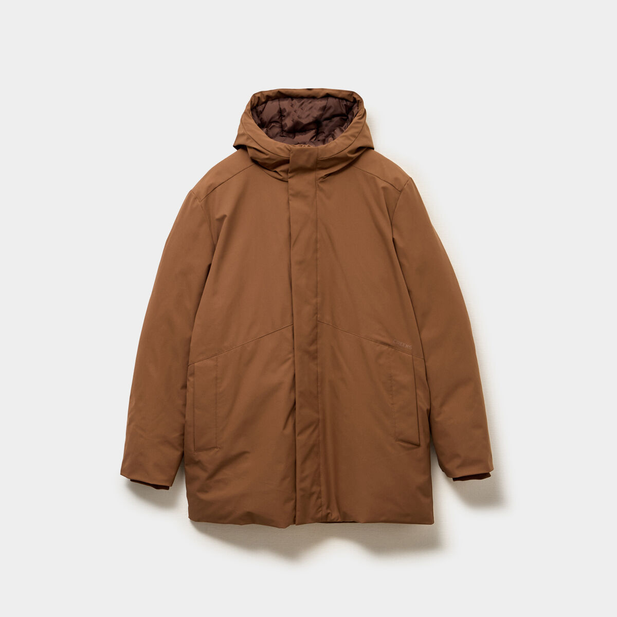 Parka mi-longue &agrave; capuche marron homme