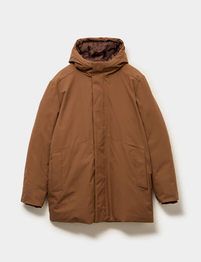 Parka mi-longue &agrave; capuche marron homme