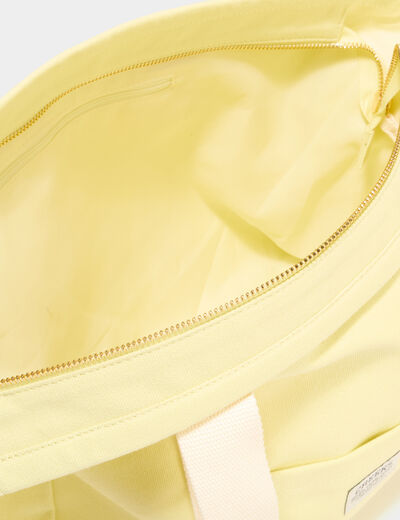 Sac cabas avec bandouli&egrave;re jaune pastel femme