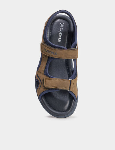 Sandales avec scratchs Trappeur vert kaki garçon
