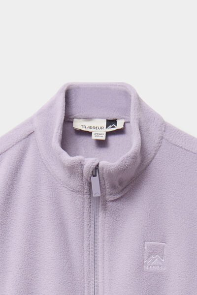 Gilet effet polaire zipp&eacute; col montant mauve fille
