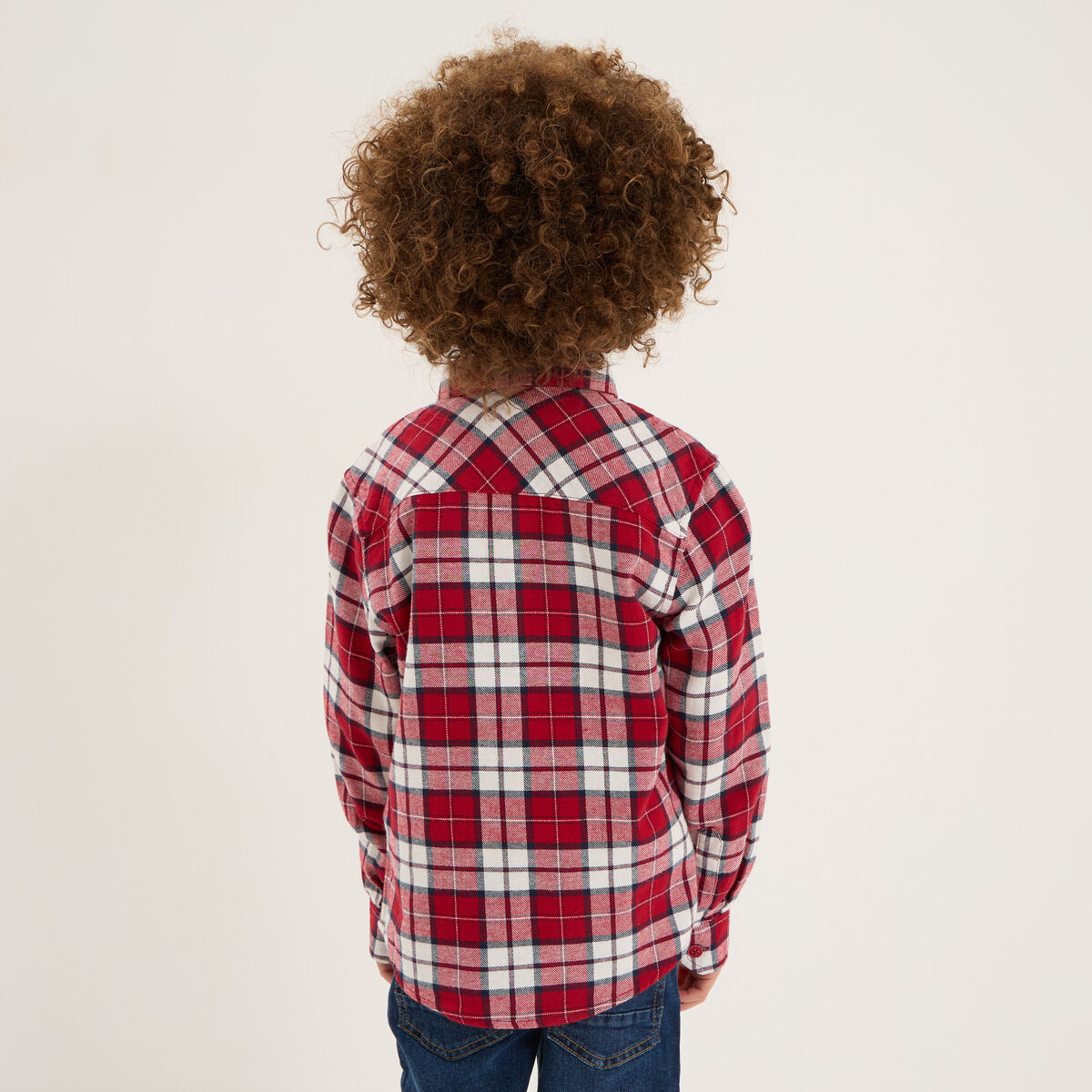 Chemise 1 poche manches longues coton rouge gar&ccedil;on