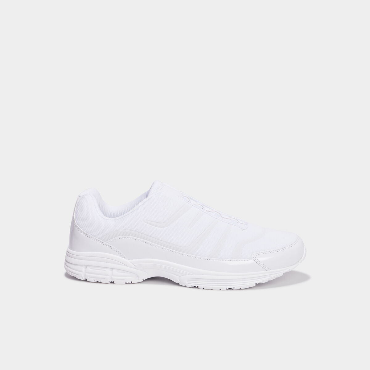 Baskets plates running élastiquées blanc homme