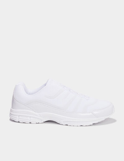 Baskets plates running élastiquées blanc homme
