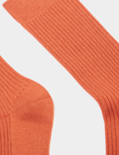 Lot 2 paires chaussettes côtelées orange foncé homme
