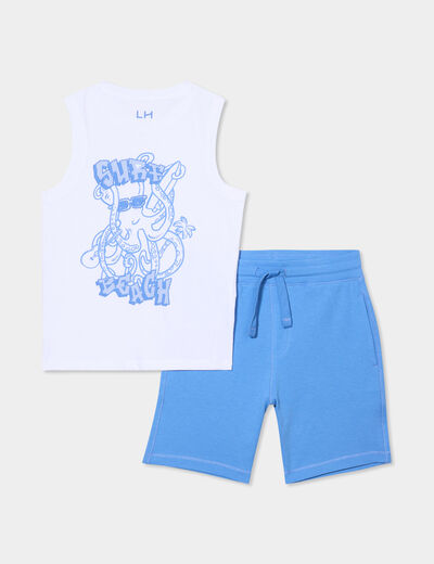 Ensemble débardeur et short coton blanc garçon