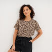 T-shirt manches courtes m&eacute;lange lin beige clair femme