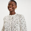 Blouse droite manches longues coton ecru femme