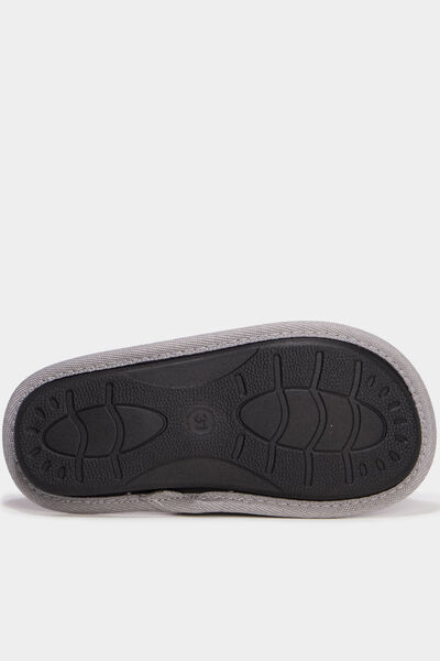 Chaussons mules effet velours gris clair gar&ccedil;on