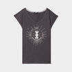 T-shirt coton col en V manches courtes gris clair femme