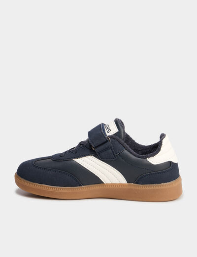 Tennis basses à scratchs bleu marine garçon