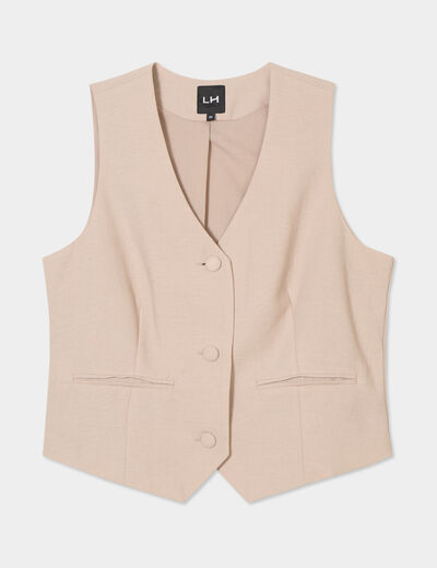 Veston sans manches beige femme