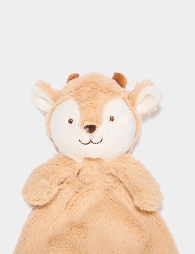 Doudou animal fausse fourrure marron clair bébé