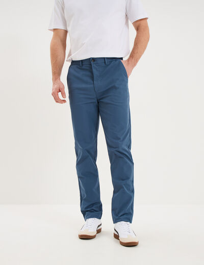 Pantalon chino droit extensible bleu gris homme