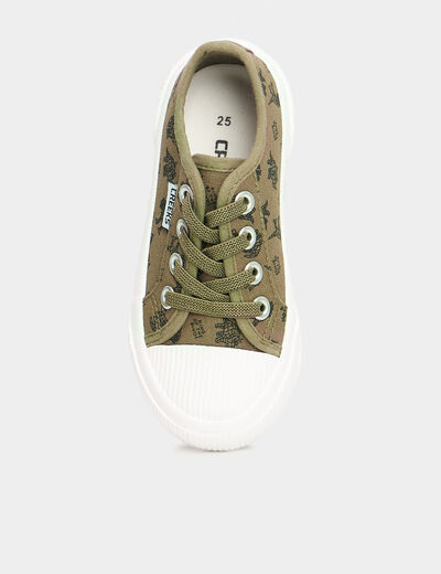Tennis basses en toile vert kaki garçon