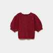 Pull sequins et manches courtes ballons rouge femme