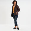 T-shirt coton col rond manches longues jaune moutarde femme