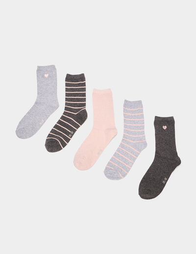 Lot 5 paires chaussettes coton multicolore femme