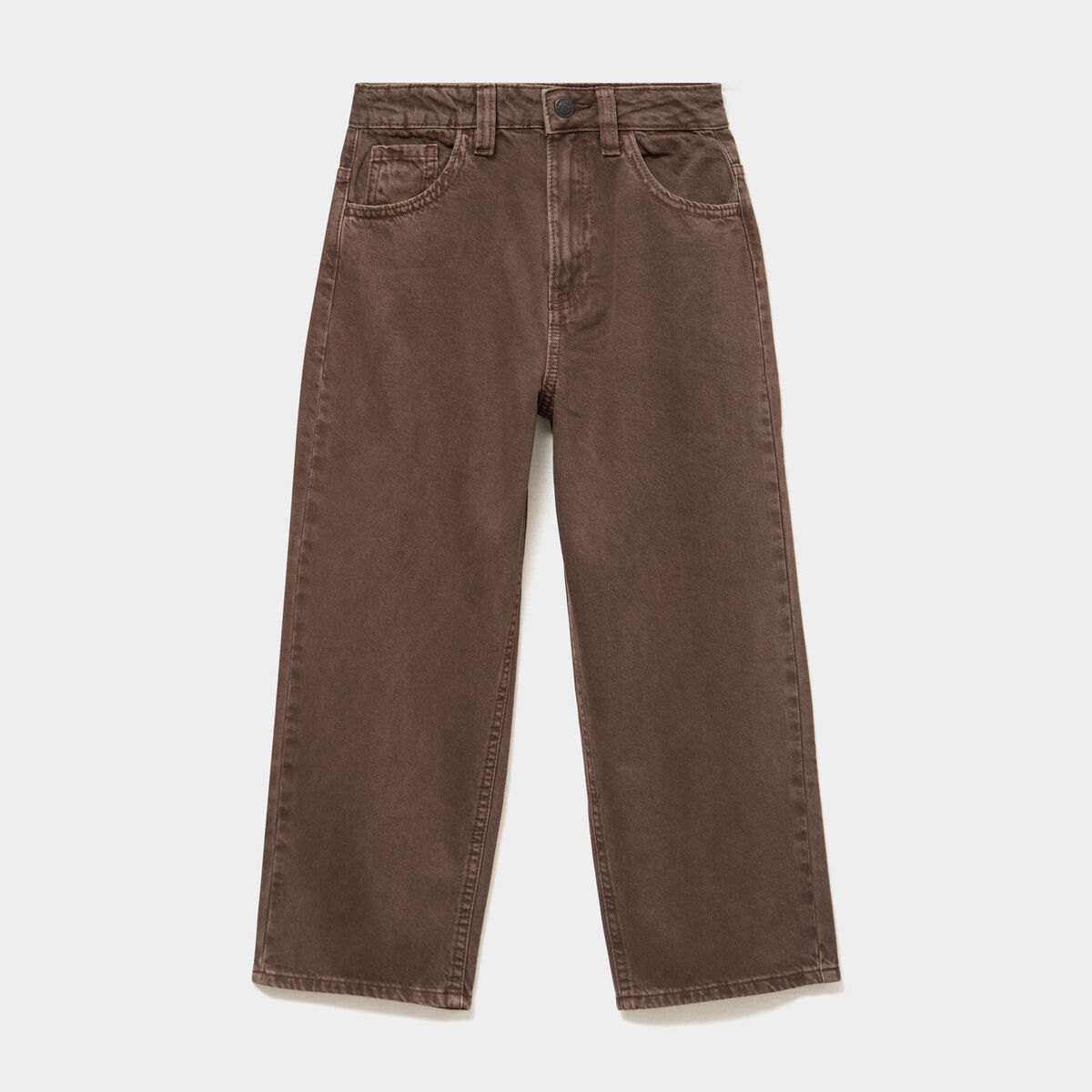 Pantalon baggy taille basse coton marron fonc&eacute; gar&ccedil;on