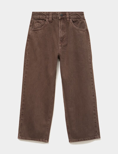Pantalon baggy taille basse coton marron fonc&eacute; gar&ccedil;on