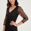 Robe manches plumetis froncées Mosquitos noir femme