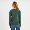 Pull col en V manches longues vert femme