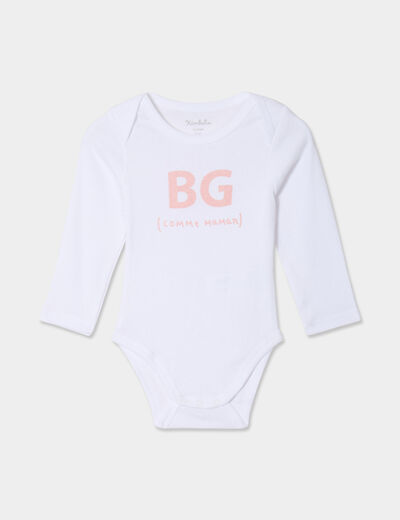 Body US velours coton manches longues blanc bébé fille