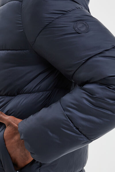 Doudoune zippée à capuche bleu marine homme