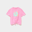 T-shirt nou&eacute; manches courtes rose fluo fille