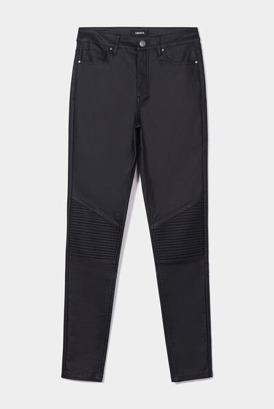 Pantalon biker enduit slim Liberto noir femme
