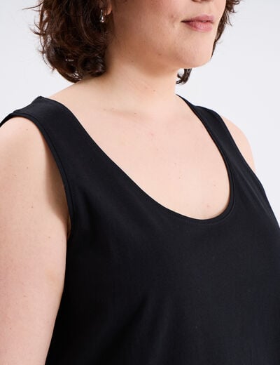 Débardeur ajusté sans manches coton noir femme grande taille
