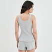 Haut de pyjama d&eacute;bardeur effet c&ocirc;tel&eacute; gris femme