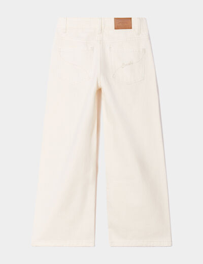 Pantalon large 5 poches coton creme fille