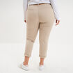 Pantalon chino taille haute coton beige femme grande taille