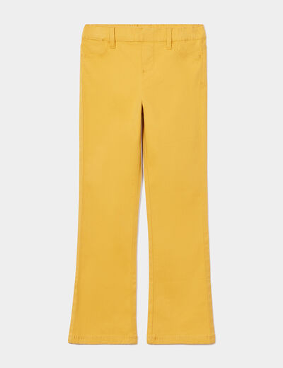 Tregging flare coton taille élastiquée jaune moutarde fille