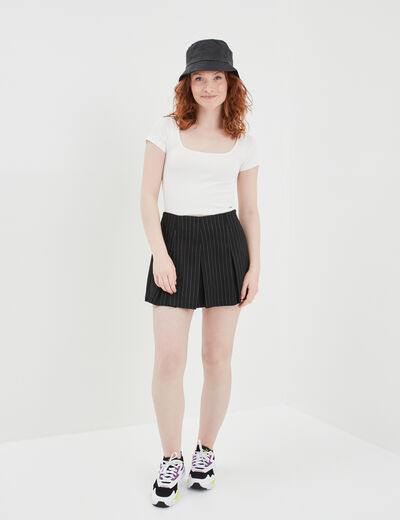 T-shirt cropped encolure carrée Creeks blanc femme