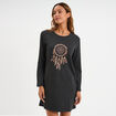 Chemise de nuit t-shirt col rond gris fonc&eacute; femme