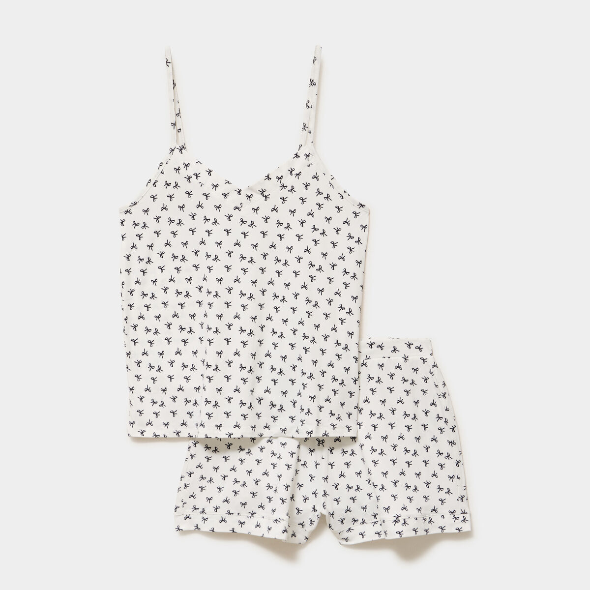 Ensemble pyjama short et d&eacute;bardeur ecru femme