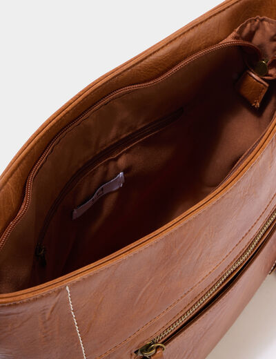Sac en bandouli&egrave;re marron cognac femme