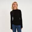 T-shirt cintr&eacute; col montant lyocell noir femme