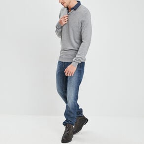 pull avec col polo gris clair homme Pull avec col polo gris clair homme